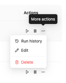 Automation task More actions menu